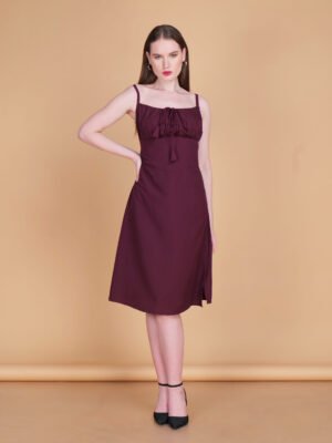 Mulberry Charm Ruched Midi Dress