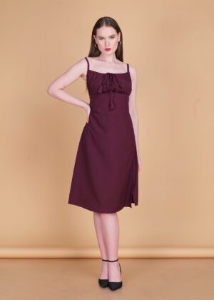 Mulberry Charm Ruched Midi Dress
